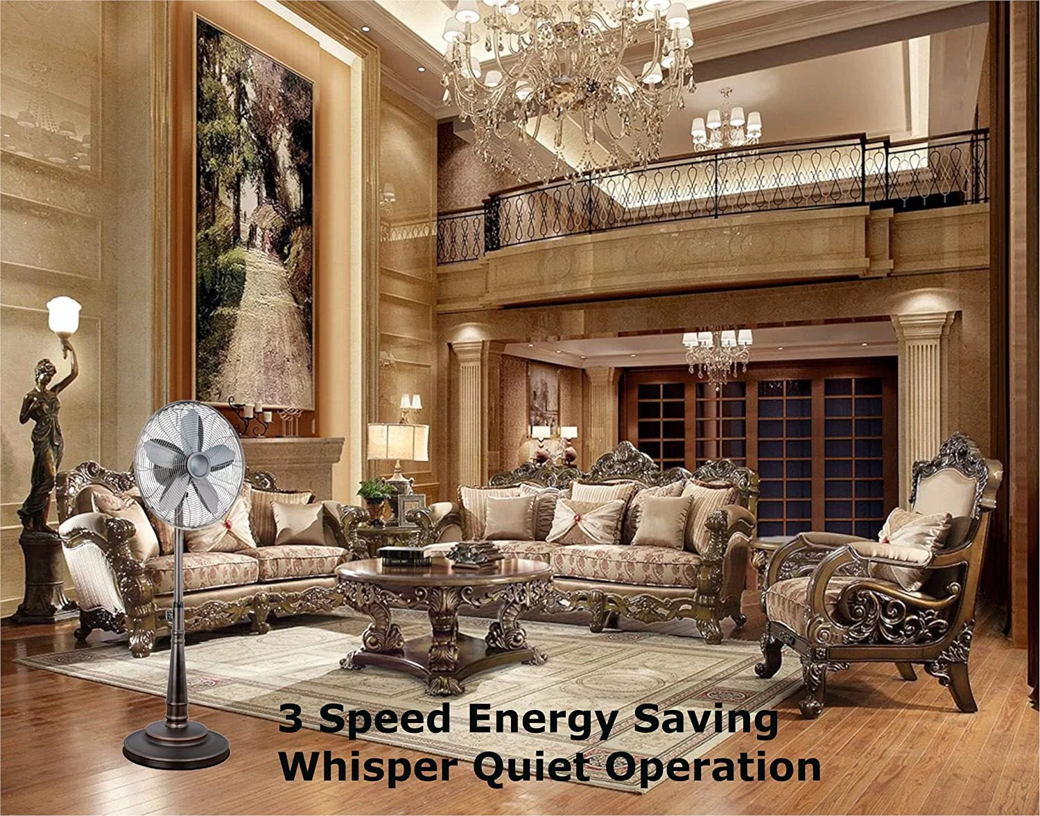 JDZHAPPYLIFE F-6218 Oscillating Stand Fan  Household  Bronze