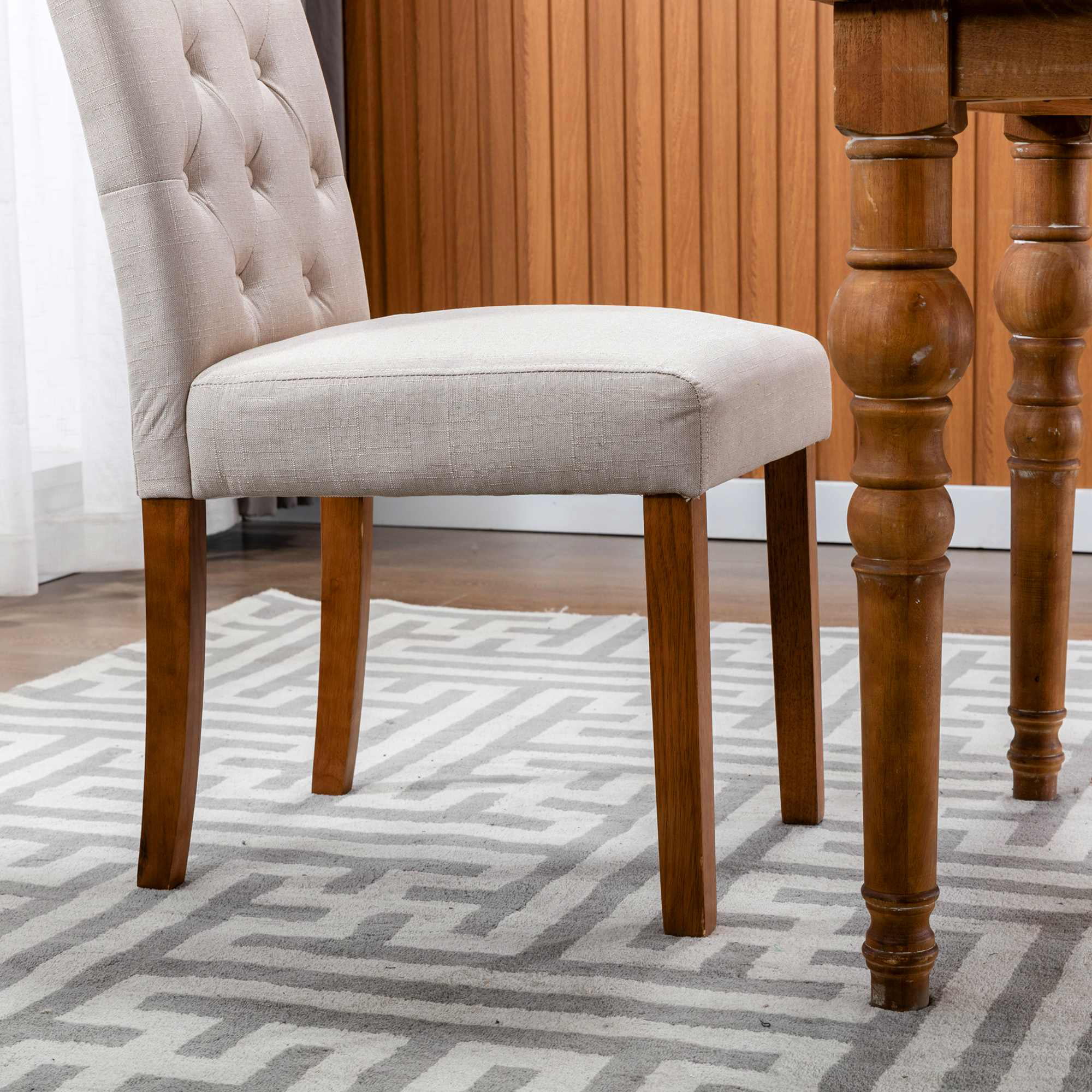 Snugway Tufted Dining Chairs Set of 2,Upholstered Fabric Accent Parsons Diner Chairs-Beige