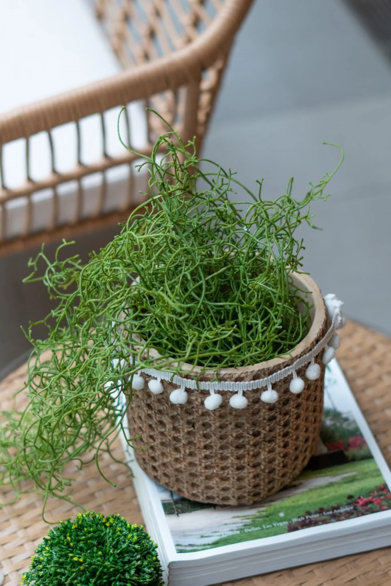 CC Home Furnishings Rustic Round Basket Planters with Tassel - 10.5