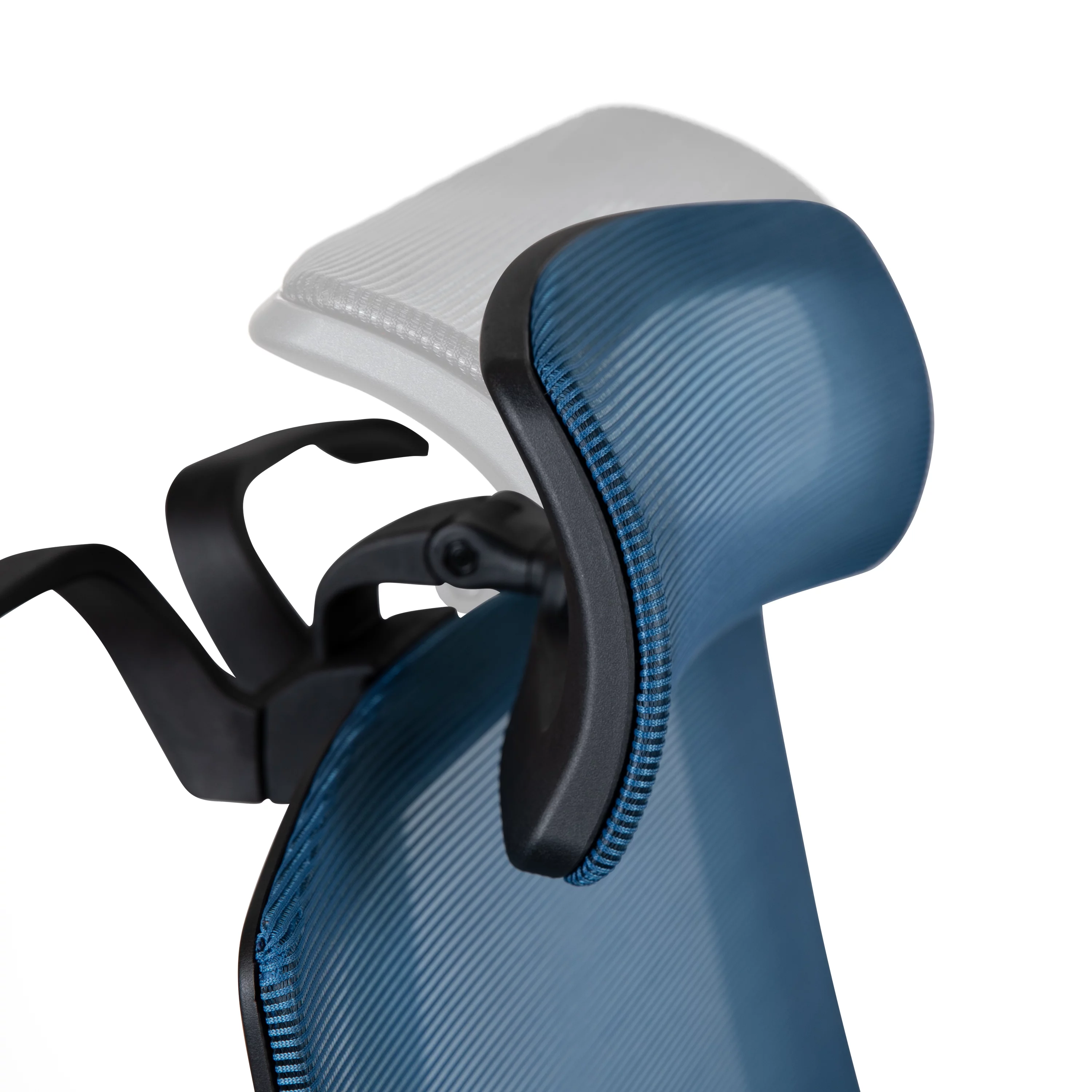 Emma + Oliver Ergonomic Blue/Black Mesh Office Chair-Synchro, Pivot Headrest, Adjustable Arms