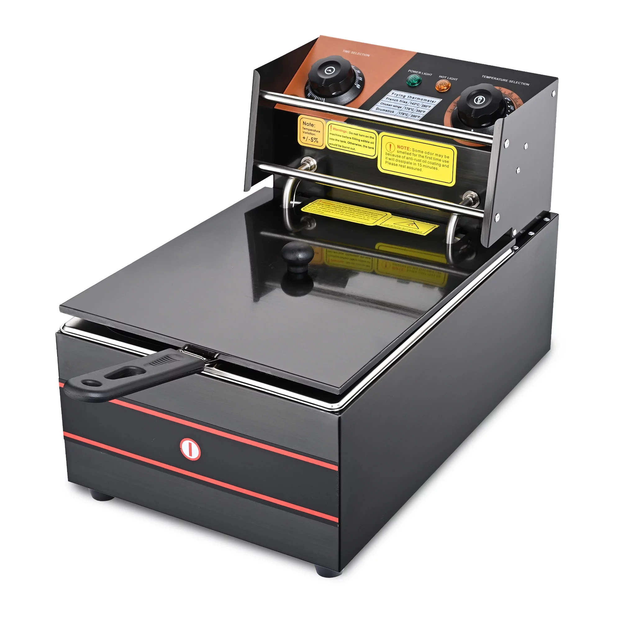 2500W Commercial Electric Deep Fryer 12L Countertop Stainless Steel Frying Machine W/ Frying Basket Adjustable Timer For Restaurant