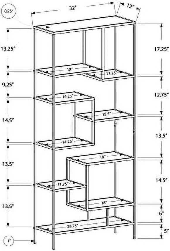 TJUNBOLIFE SPECIALITIES INC. Bookcase  72 inch  Silver/Clear Glass