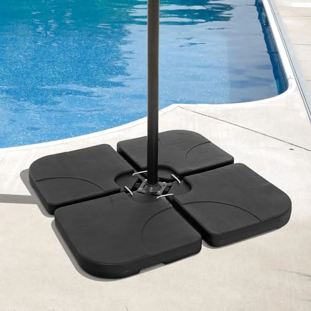 COBANA 4-Piece Cantilever Offset Patio Umbrella Base, Easy Filling Umbrella Stand Weights, Water/Sand Filled, Max 170lbs