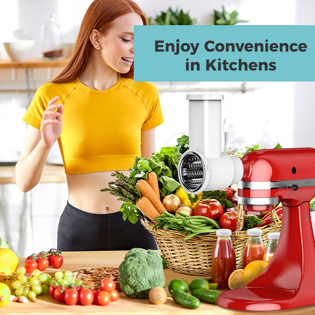 Slicer Shredder Attachment Compatible with Kitchenaid Stand Mixer,  Cheese Grater Attachment with 3 Blades, Stainless Steel Vegetable Chopper Fresh Prep Slicer