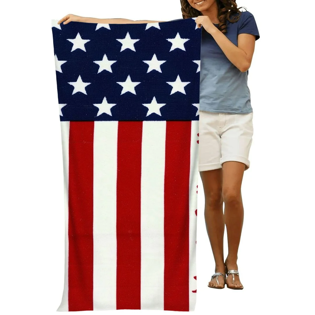 Creowell Kaufman - American Flag Beach, Bath, Pool beach towel 30x60in