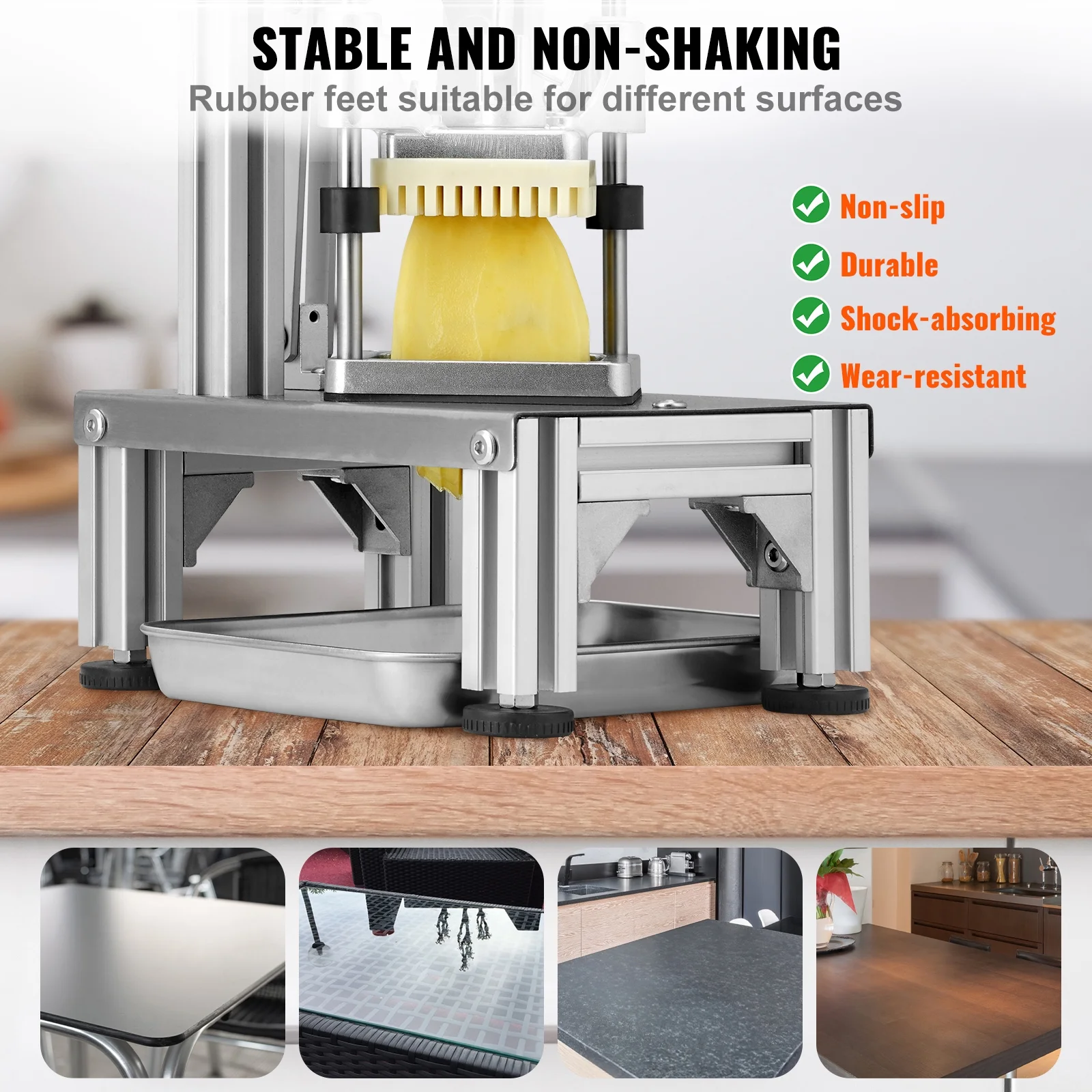 SKYSHALO Commercial Vegetable Dicer Vegetable Chopper 4 Blades French Fry Cutter