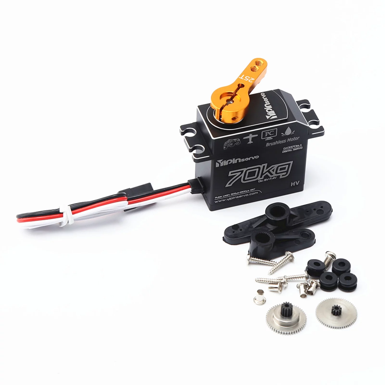 moobody GX3370BLS 70KG Digital Servo IP67 Waterproof Steering Servo 180° Full Metal Body Stainless Steel Gear Brushless Motor Servo for 1/8 1/5  Car Crawler  Boat Airplane Helicopter Robot