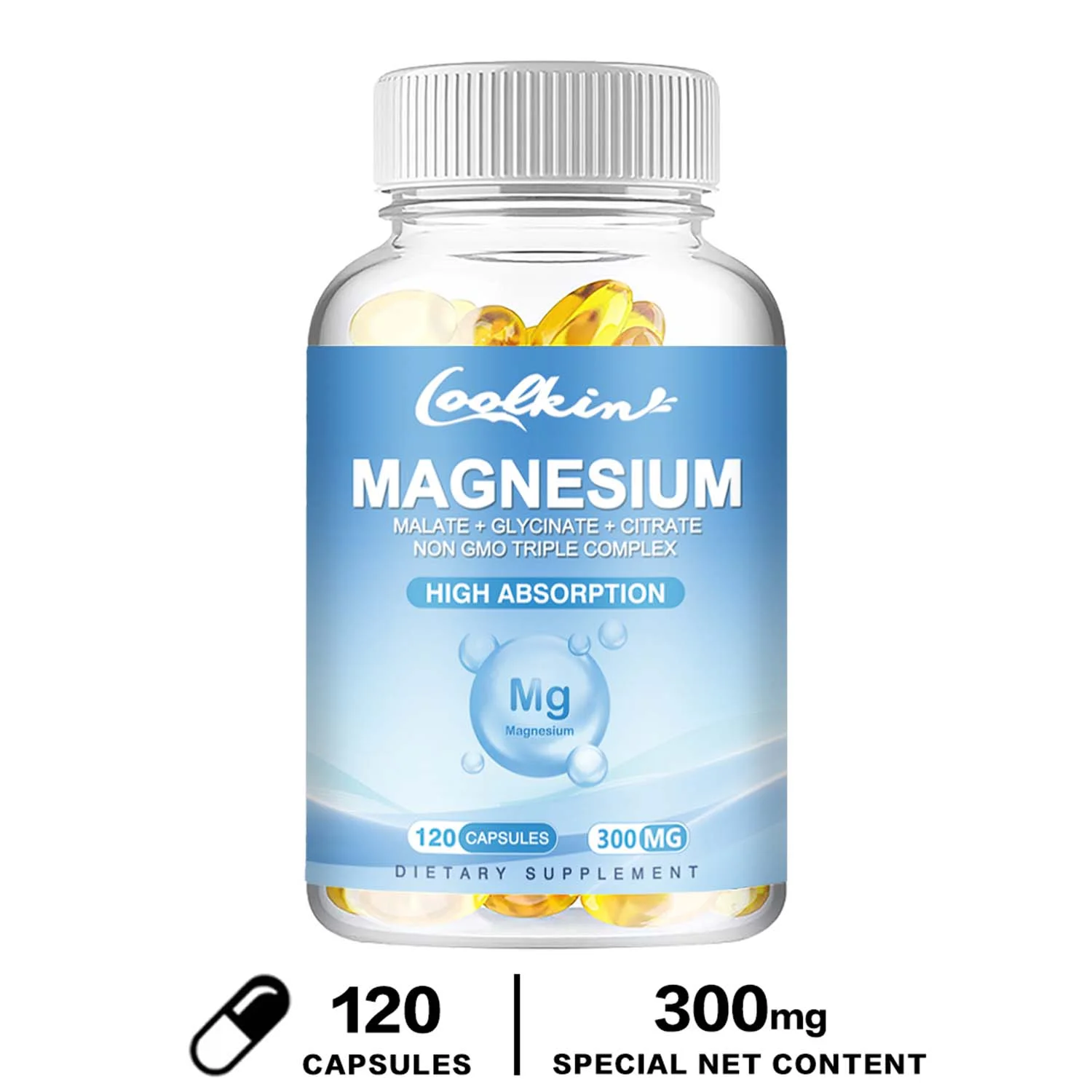 Coolkin Triple Magnesium Complex - Magnesium Malate, Glycinate, Citrate -Muscle Health(30/60/120pcs)