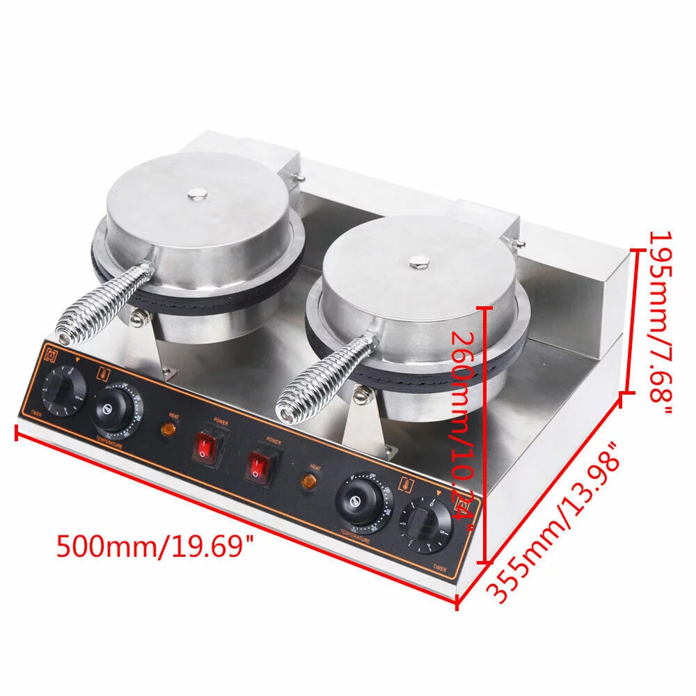 110v Electric Nonstick Waffle Maker Machine - Commercial Ice Cream Cone Maker 19.6*13.9*10.2in