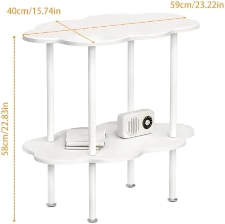 SQVNBC 2 Tier Coffee   Flower Shaped Tea  with Open   Mid Century Living Room Tables Minimalist Center  for Indoor Bedroom -Apartment Small Spaces  Dual Layer