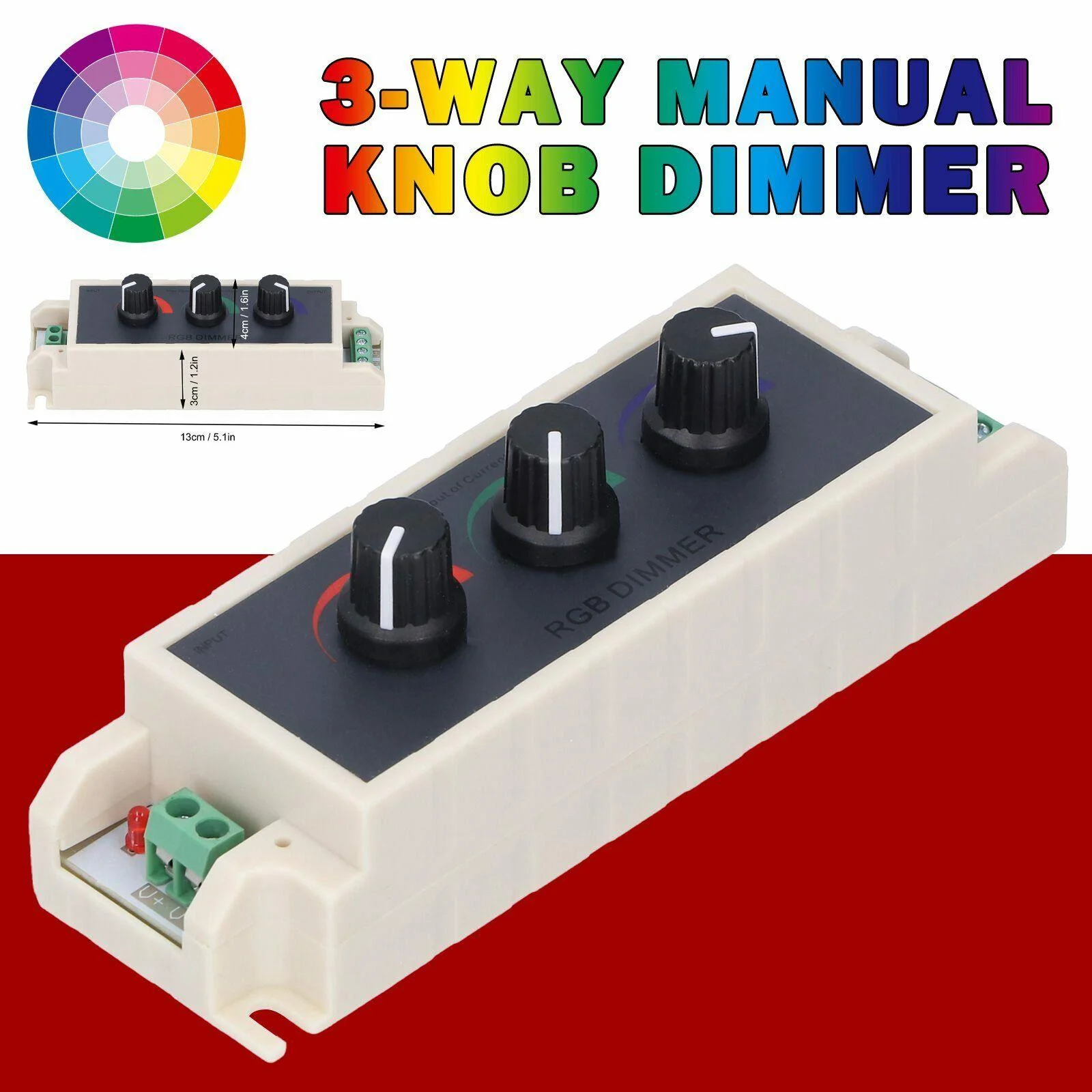 DC 12V-24V RGB LED Light Dimmer Knob Controller Switch 3‑Channel Brightness Adjust Smart LED Light Dimmer