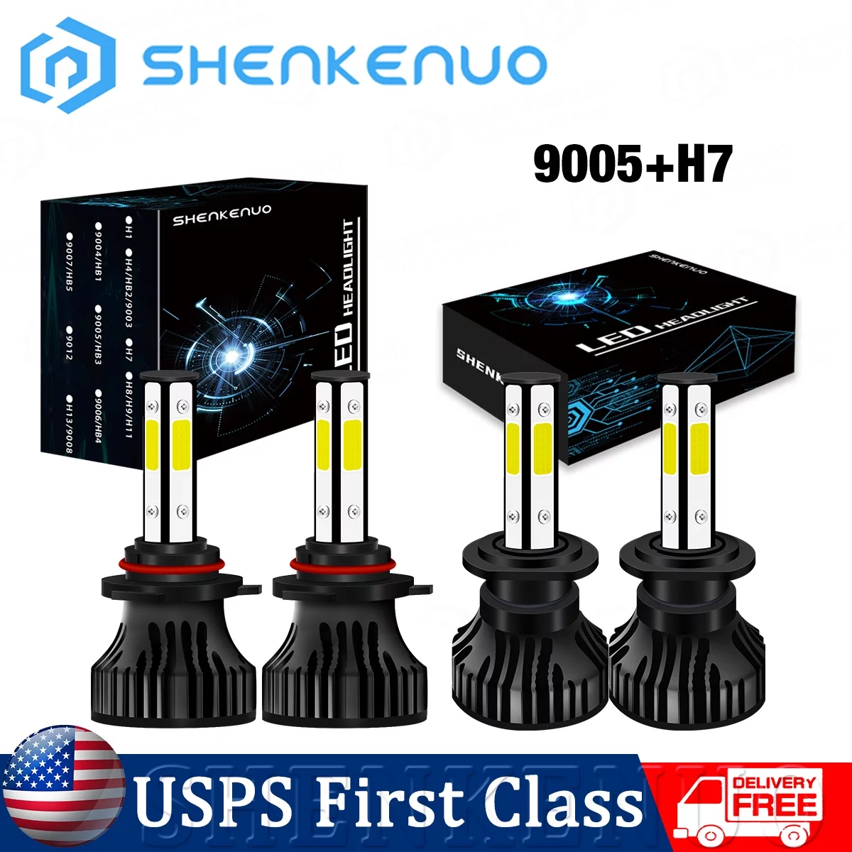 For Kia Forte 2017-2018 LED Headlight Bulbs 9005 High Beam + H7 Low Beam 4pc