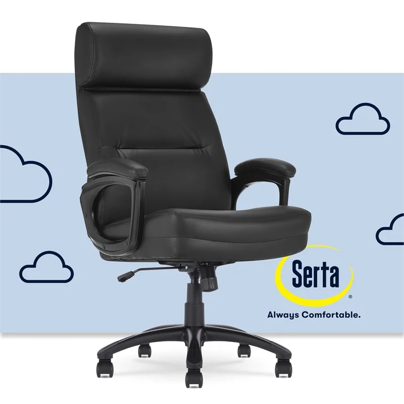 Serta Comfort Executive Big & Tall Ergonomic Office Chair Bonded Leather Black