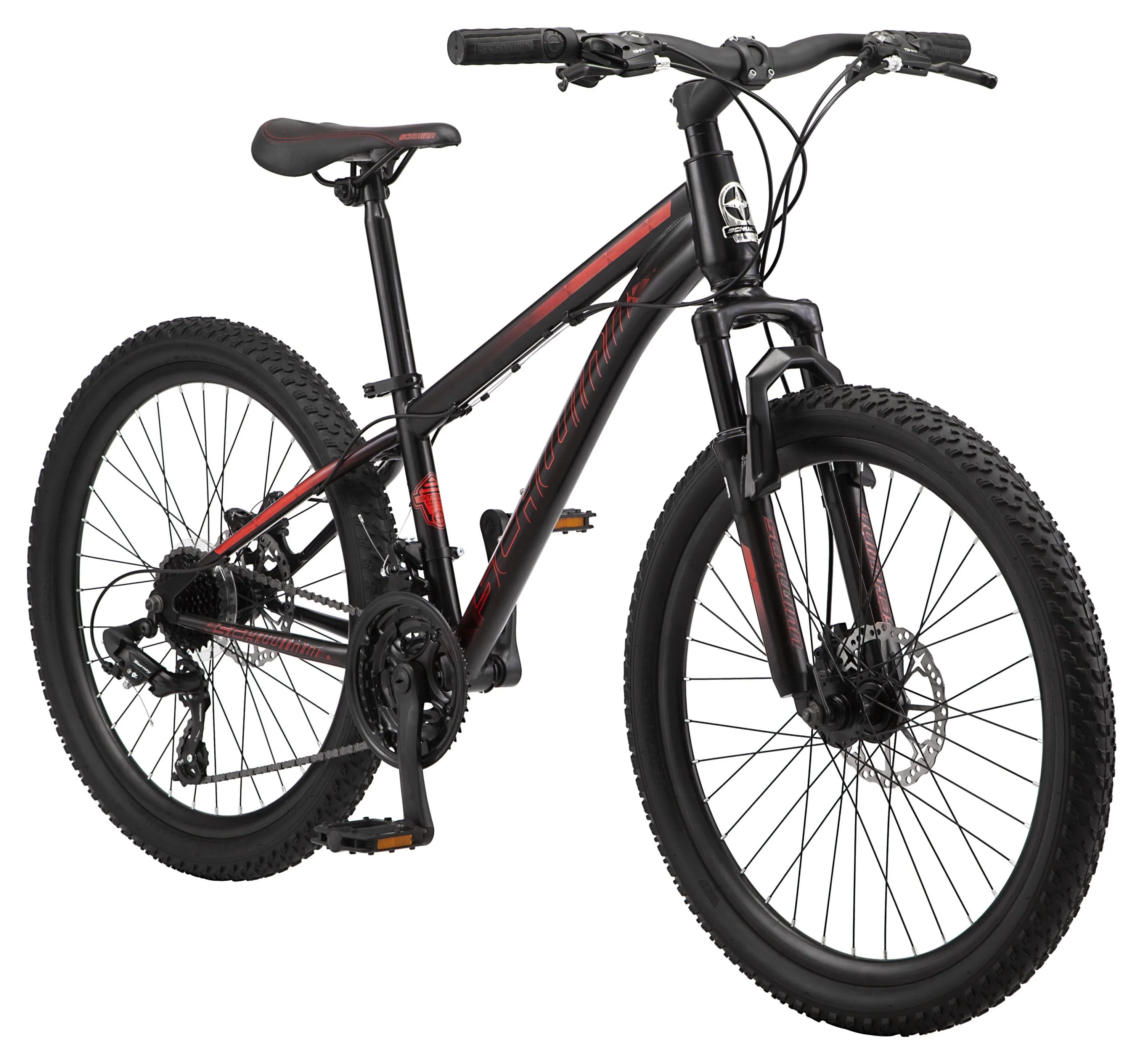 Schwinn Sidewinder Mountain Bike; 24-Inch wheels, 21-speeds, Black / Red
