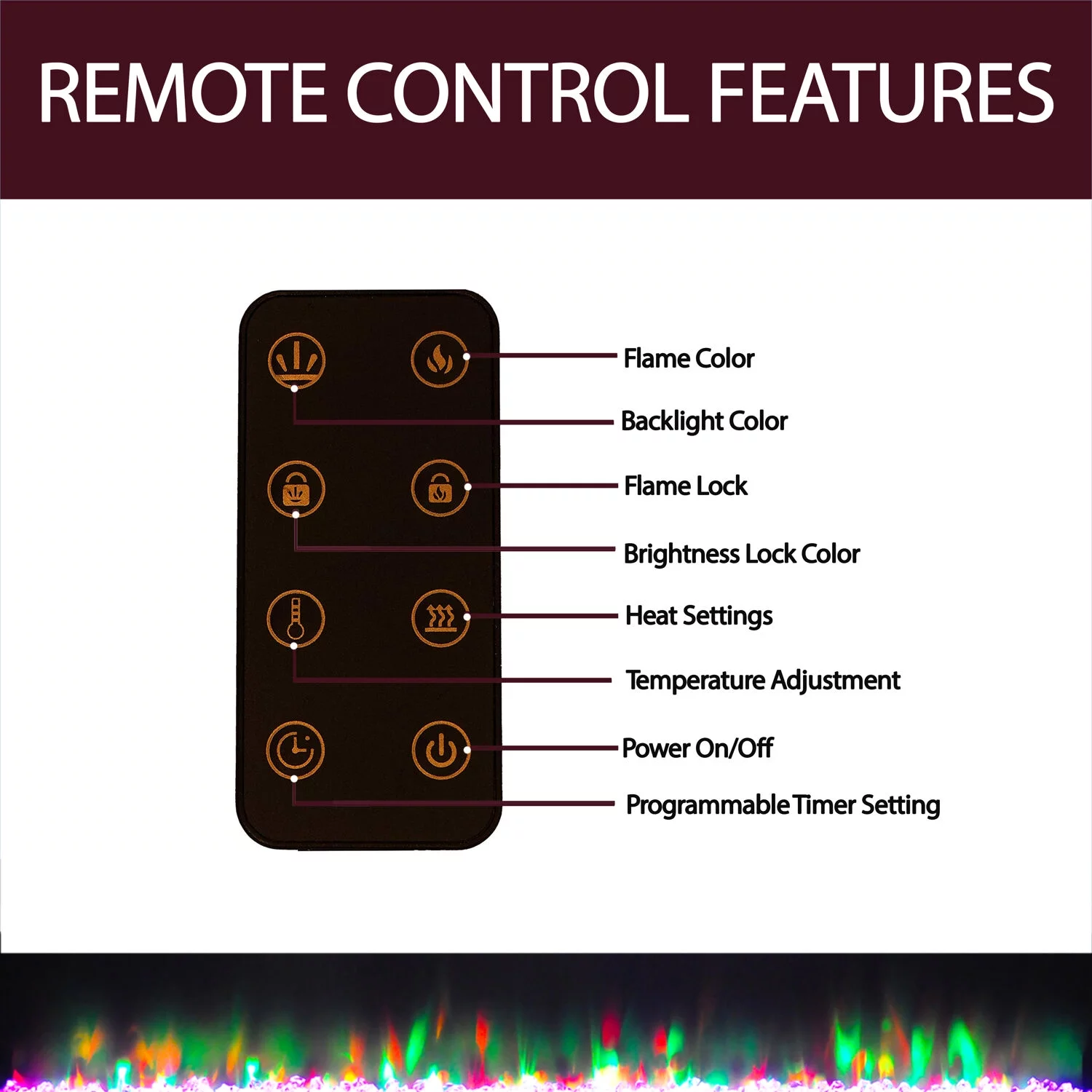 Cambridge 36 In. Electric Wall Mounted Fireplace Heater with Flame Crystal Rock Display, Adjustable Heat, Remote, in Stainless Steel Finish - CAM36WMEF-1SS