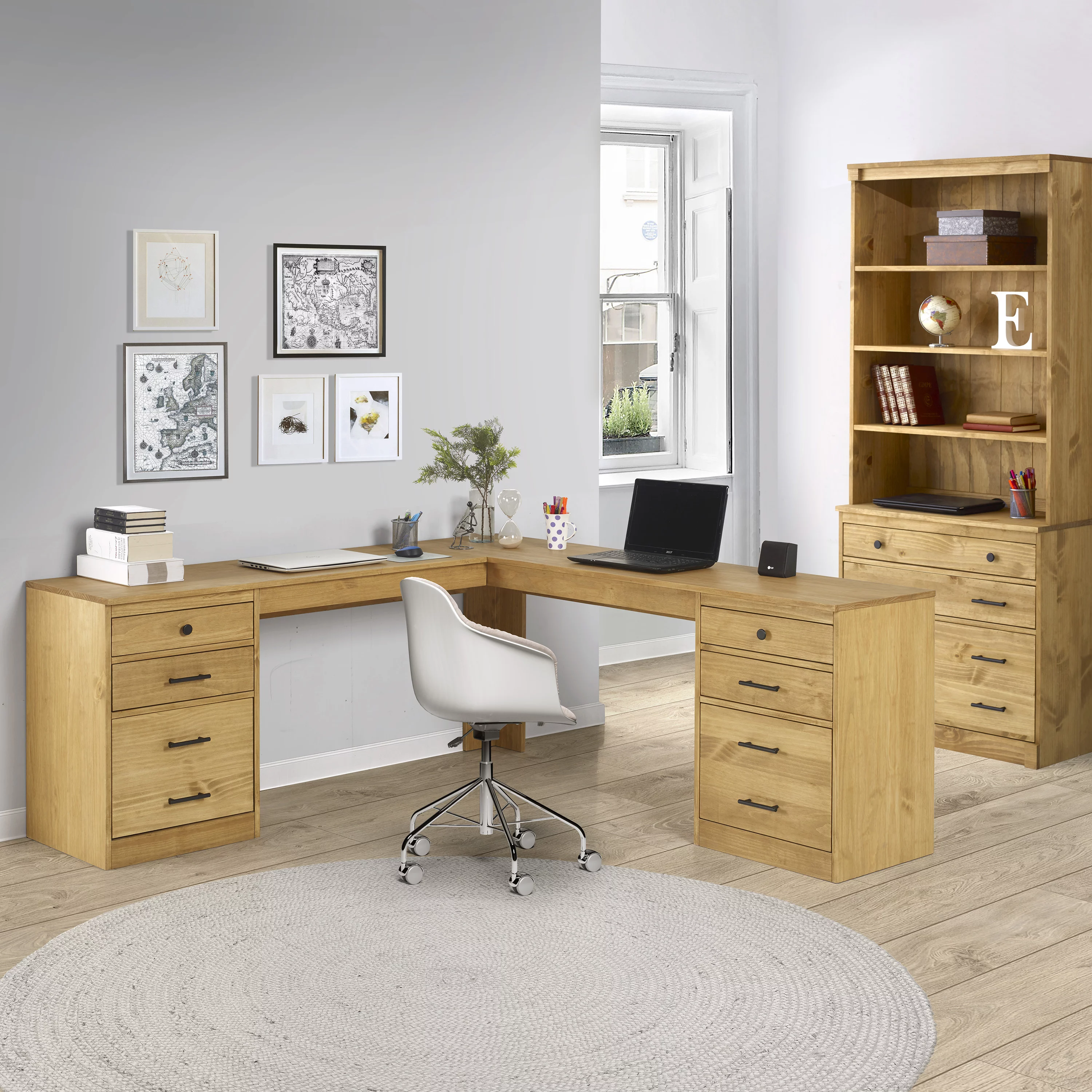 Linon Vikki L-Shaped Desk, 70.88