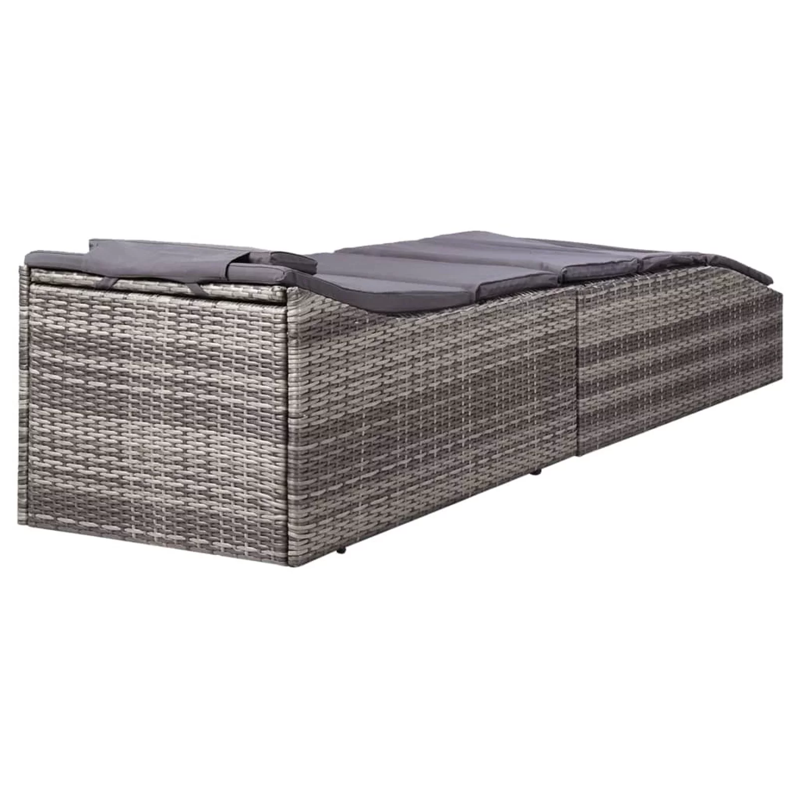 Sunbed with Cushion Poly Rattan Gray