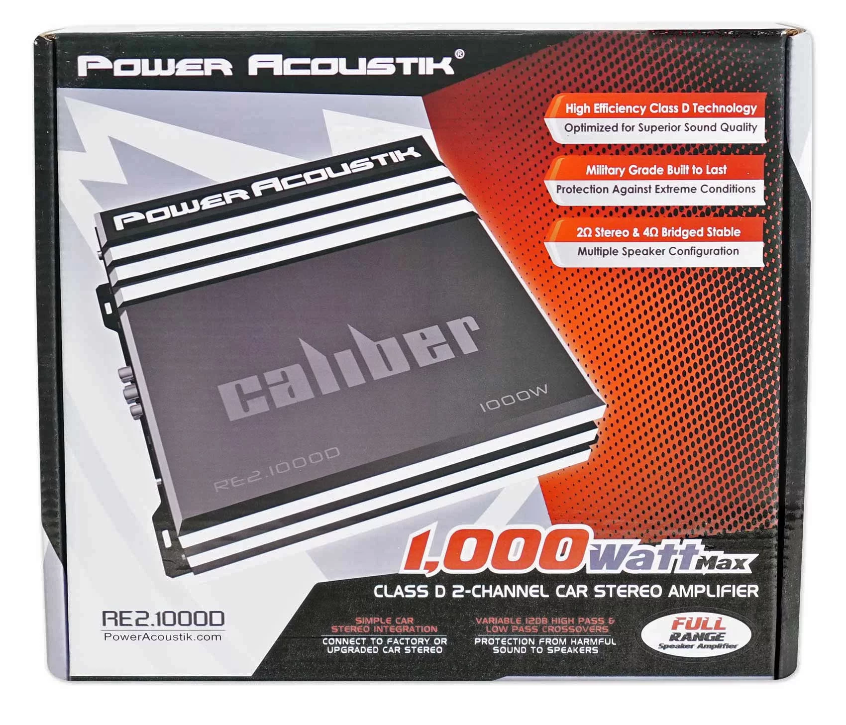 power acoustik re2-1000d 1000 watt 2-channel car audio amplifier amp