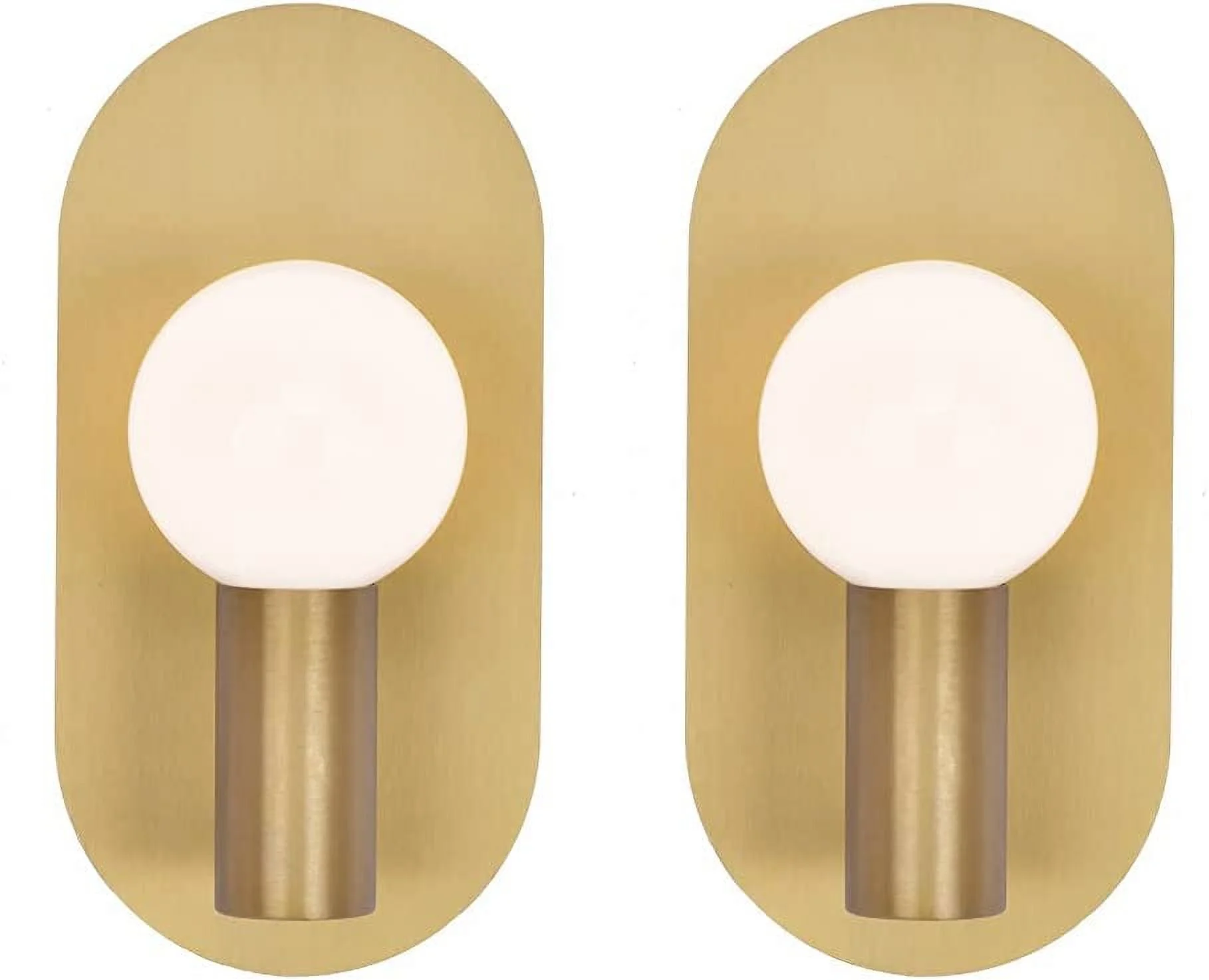 Modern Wall Sconce Set of 2, Gold Oval Sconces Wall Lighting, Mid-Century Wall Light Fixture Brushed Stainless Steel Decor Wall Lamp for Bedroom, Living Room