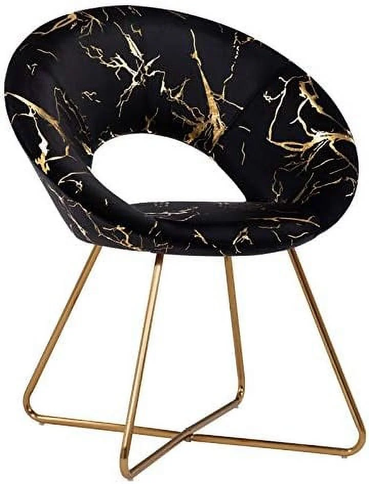 TJUNBOLIFE Duhome Black Accent Chair Velvet Vanity Chair Lliving Room Chairs Desk Chair with Golden Legs Mid-Back 1 pcs