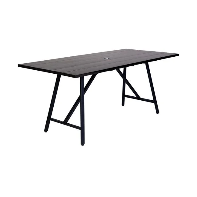 Koala Outdoor Patio Wood & Metal Rectangle Dining Table, Dark Eucalyptus