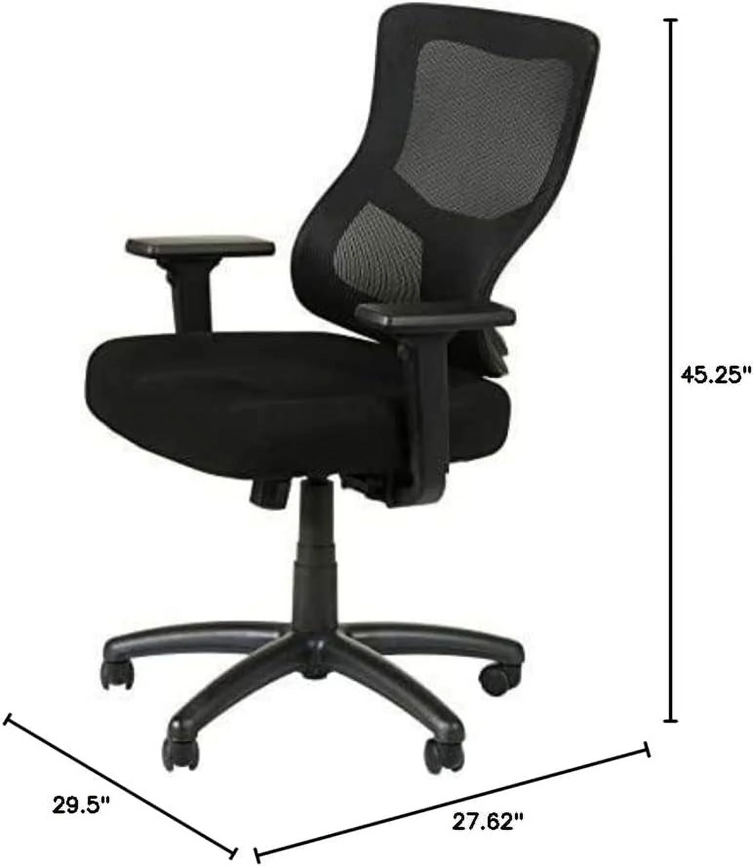 TJUNBOLIFE ALEELT4214F Elusion II Series Mid-Back Swivel/Tilt Mesh Chair with Adjustable Arms - Black