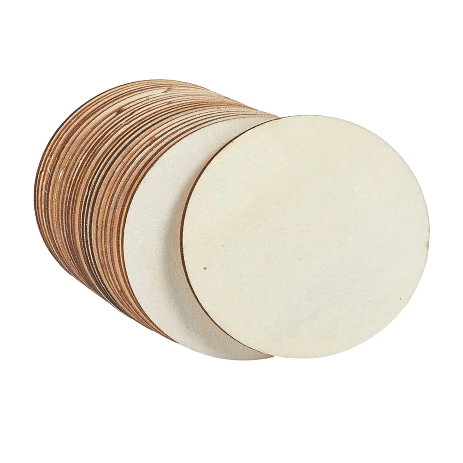 Unfinished Wood Pieces, 4 Inch Blank Wood Natural Slices Wooden Cutout for Home Decoration craft Supplies , 30pcs Round