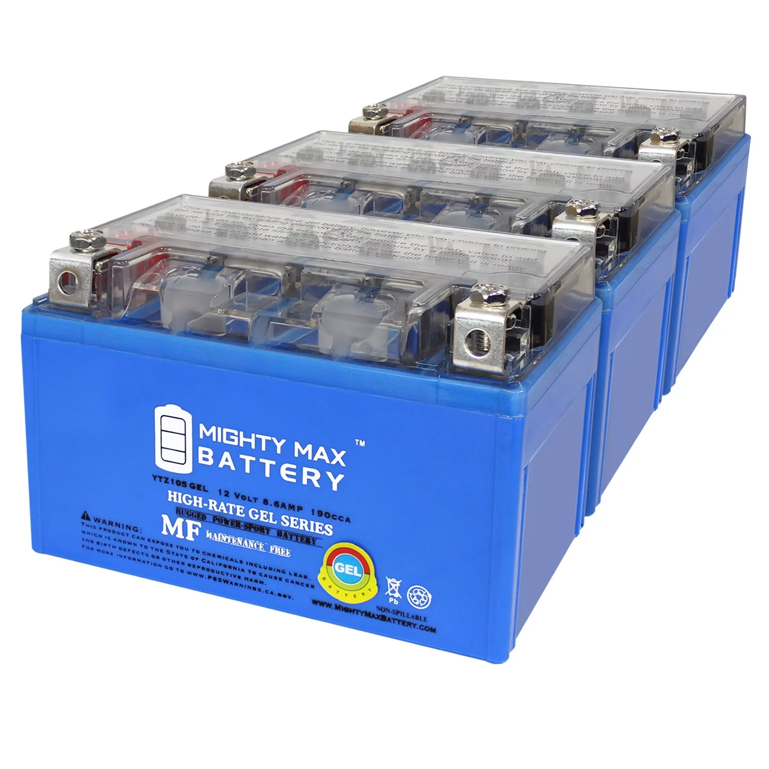 YTZ10SGEL 12V 8.6AH GEL Replacement Battery compatible with Yamaha YZF F4i R6 BMW Raptor XQ - 3 Pack