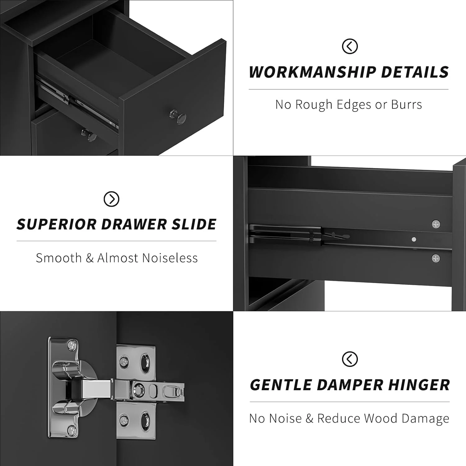 Electric Downdraft Vent Nail Table for Nail Tech Desk Acetone Resistant Nail Tech Table on Wheels with Soft Arm Rest (Electric Black)