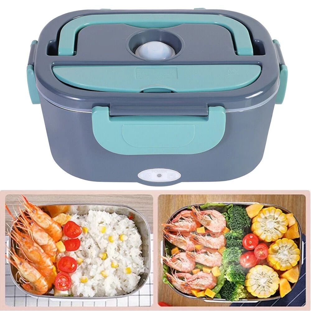 Jahy2Tech Convenient Heating 12V/110V Electric Lunch Box Food Warmer Stainless Steel Container Car/Home Portable