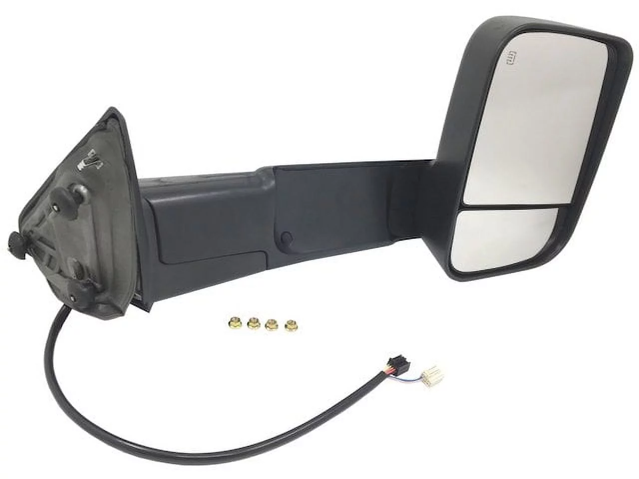 Right Passenger Side Power Door Towing Mirror - Manual Flip-Up, Heated, Puddle Light, Turn Signal - Black Textured - Compatible with 2013 - 2017 Ram 2500 2014 2015 2016