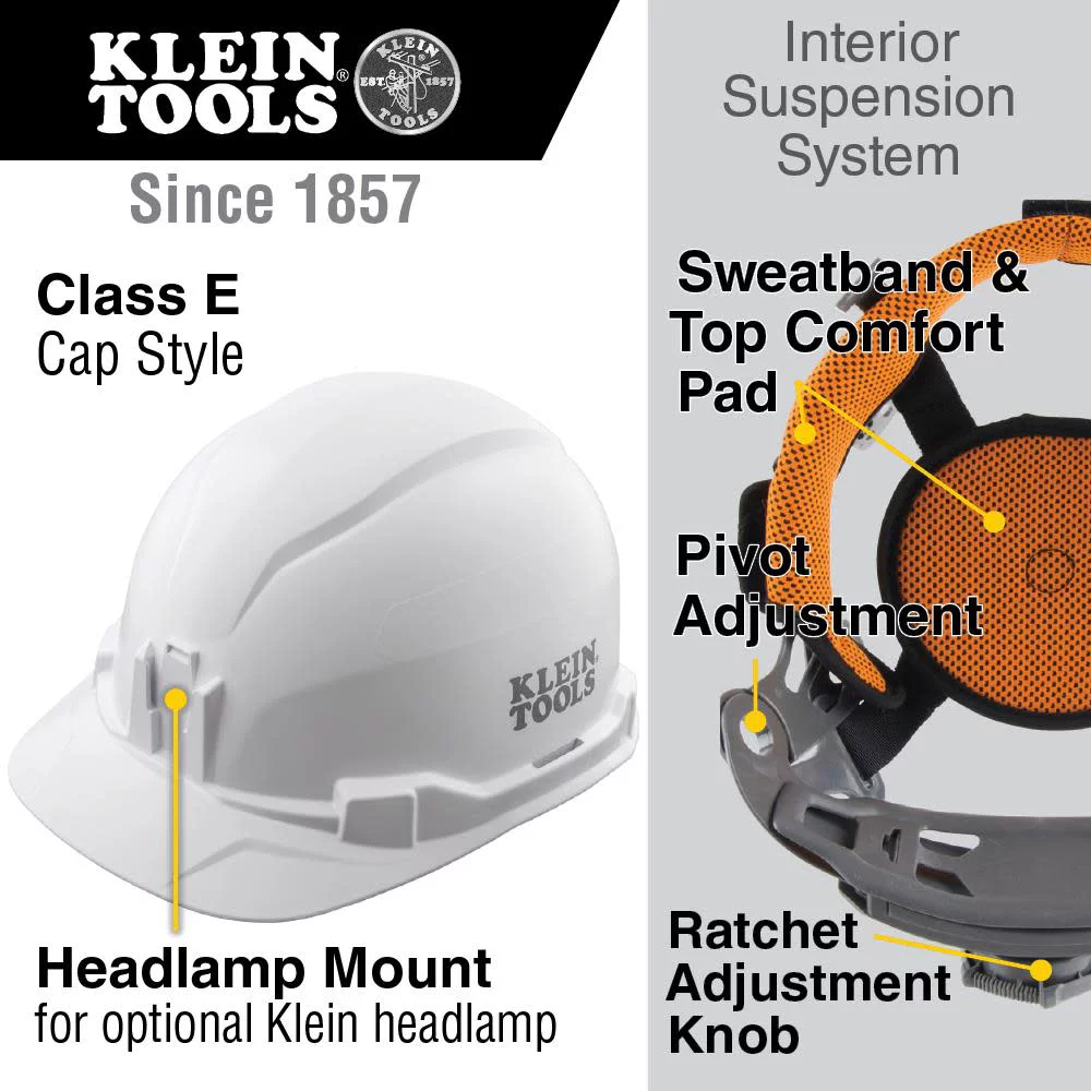 Klein Tools Hard Hat, Non-Vented Cap Style