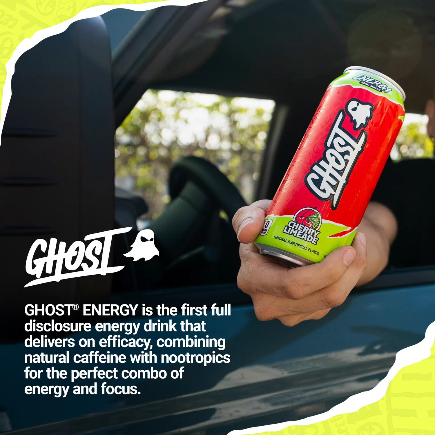 GHOST Zero Sugar Energy Drink, Cherry Limeade, 16 oz Can, 12 Pk
