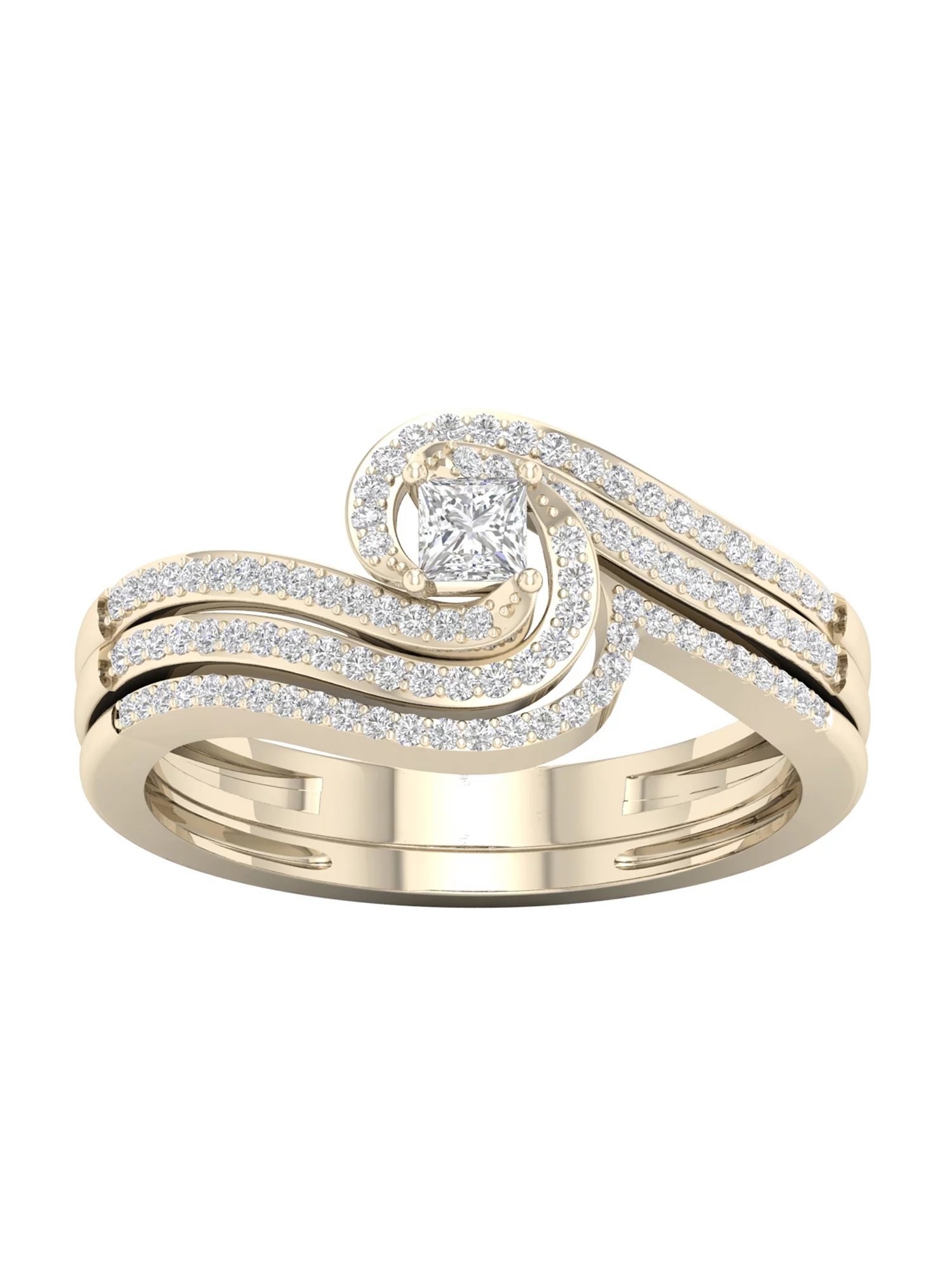 Imperial 3/8Ct TDW Diamond 10k Yellow Gold Swirl Bypass Bridal Set (H-I, I2)