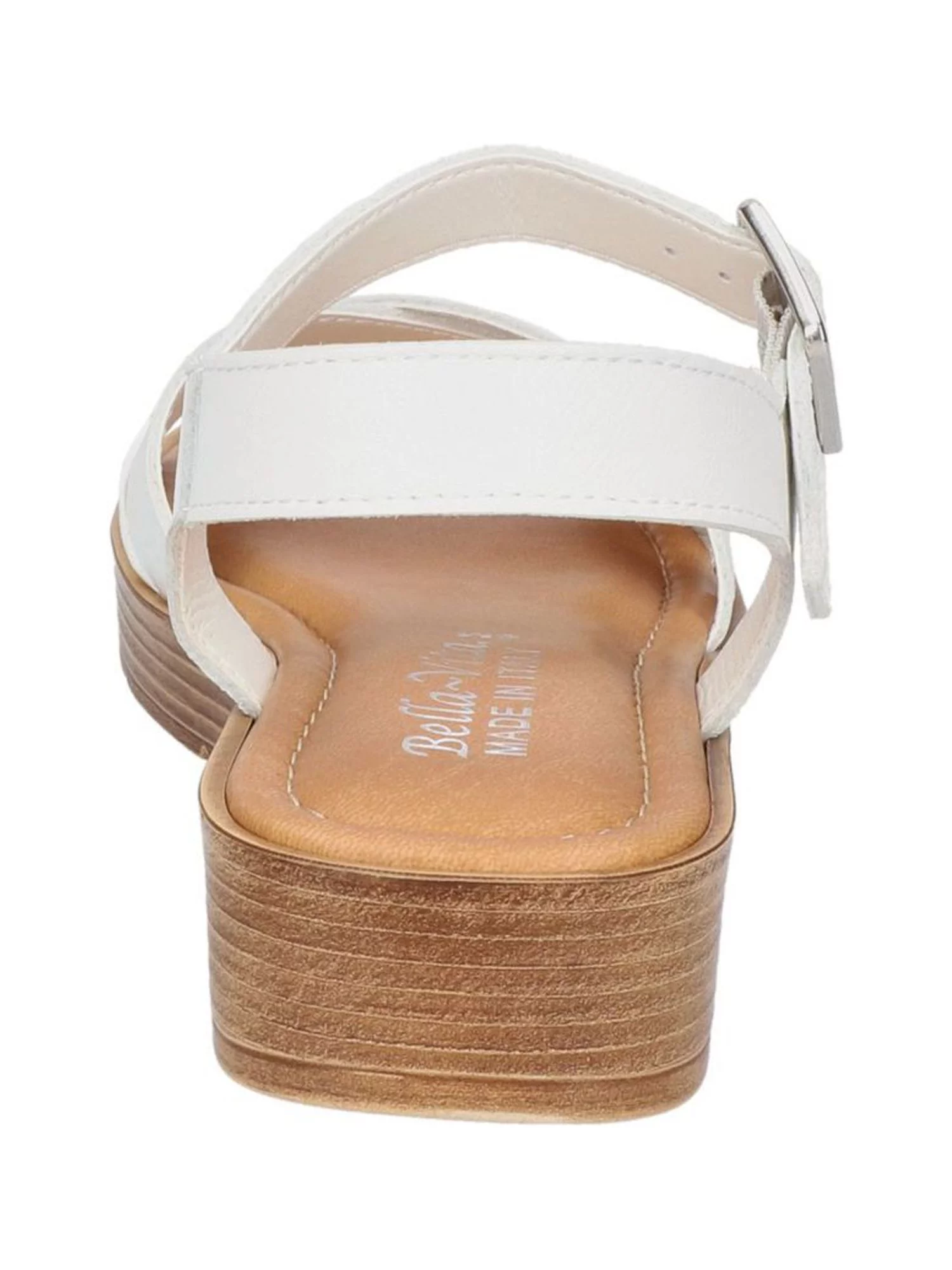 BELLA VITA Womens White Padded Lightweight Adjustable Ankle Strap Car Open Toe Wedge Buckle Leather Sandals Shoes 7.5 M