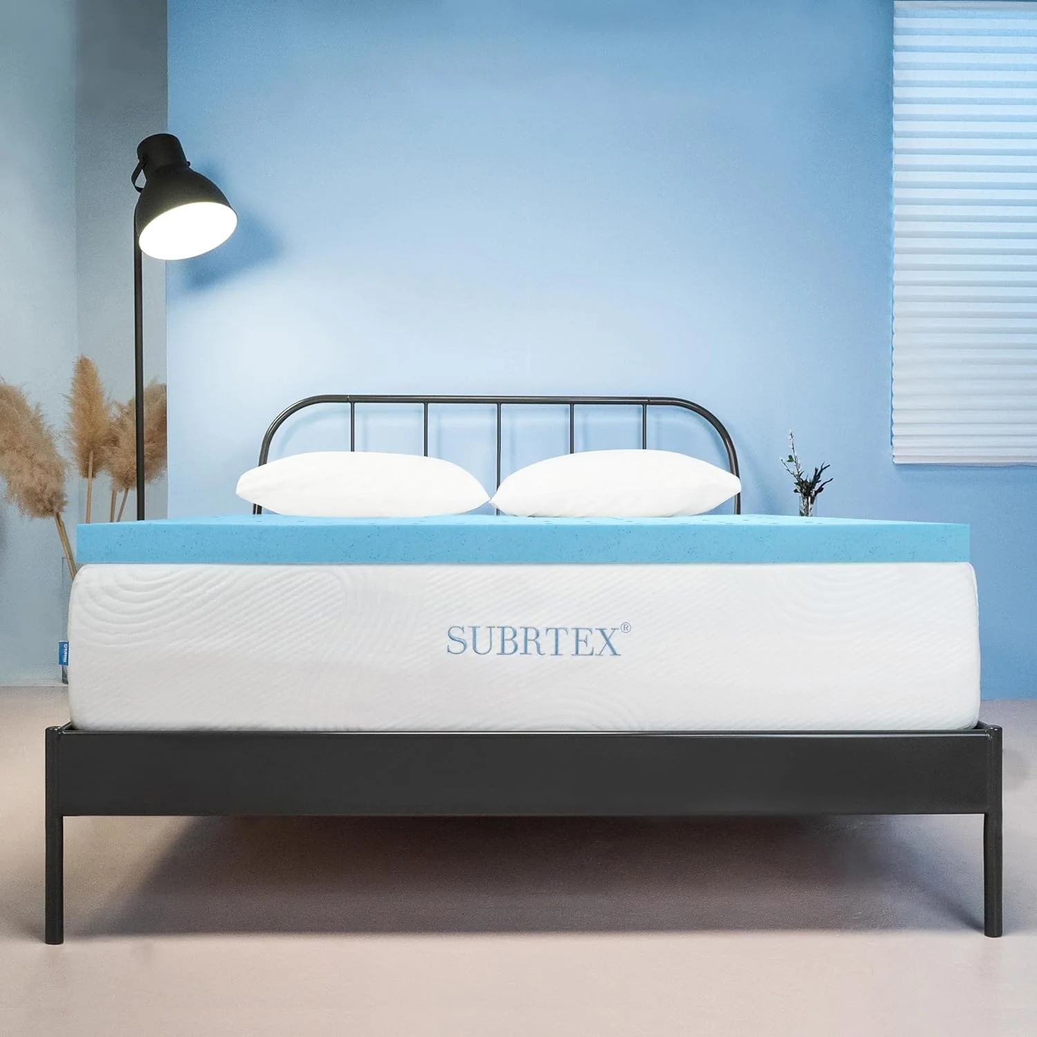 2 Inch Memory Foam Mattress Topper Mattress Pad Ventilated Gel Infused Bed Foam Topper, CertiPUR-US Certified, Full, Blue, New