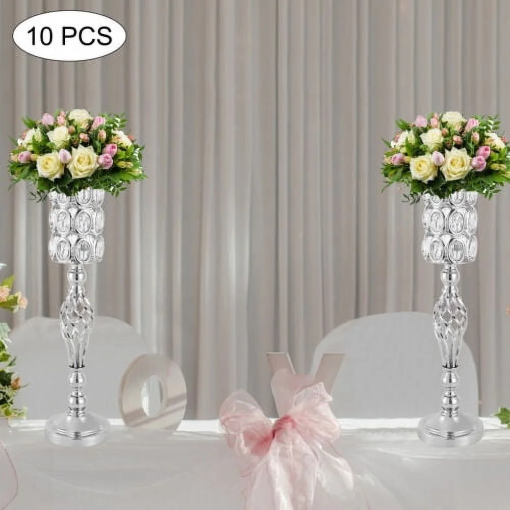 10Pc Metal Wedding Table Centerpieces Crystal Flower Vase Stand Party Decor