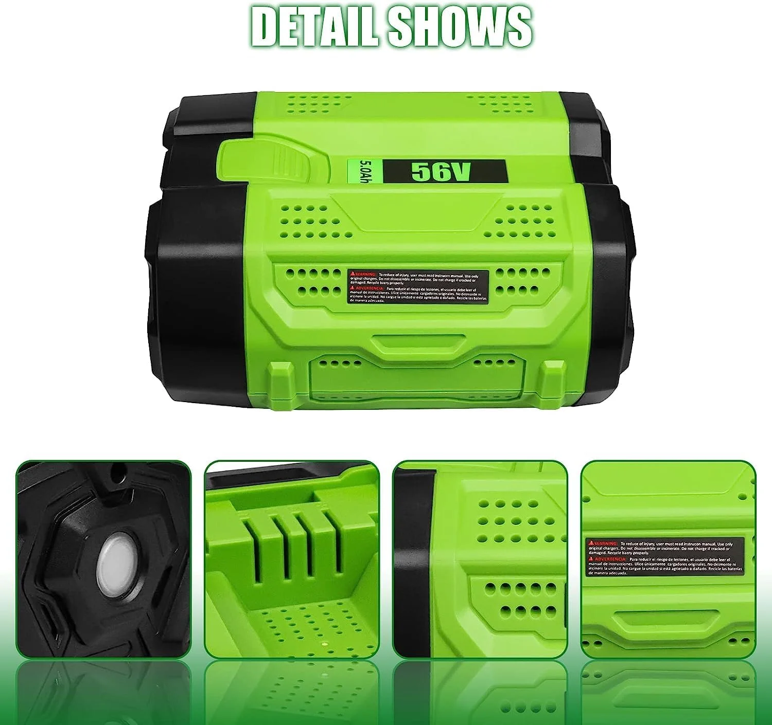 56V 5000mAh Battery Replacement for EGO 56v Battery 5.0Ah Compatible with EGO 56V All Power CS1604 CS1804 CS1403 HT2400 LB6504 LB5804 LB6500 LB4800 PH1400 Tool