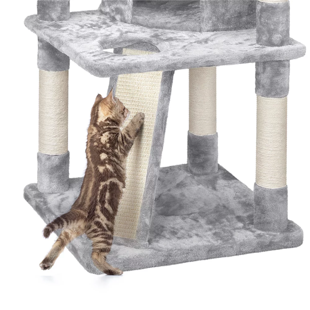 Yaheetech 69'' Cat Tree Cat Tower with Caves Condos & Scratching Posts, Light Gray