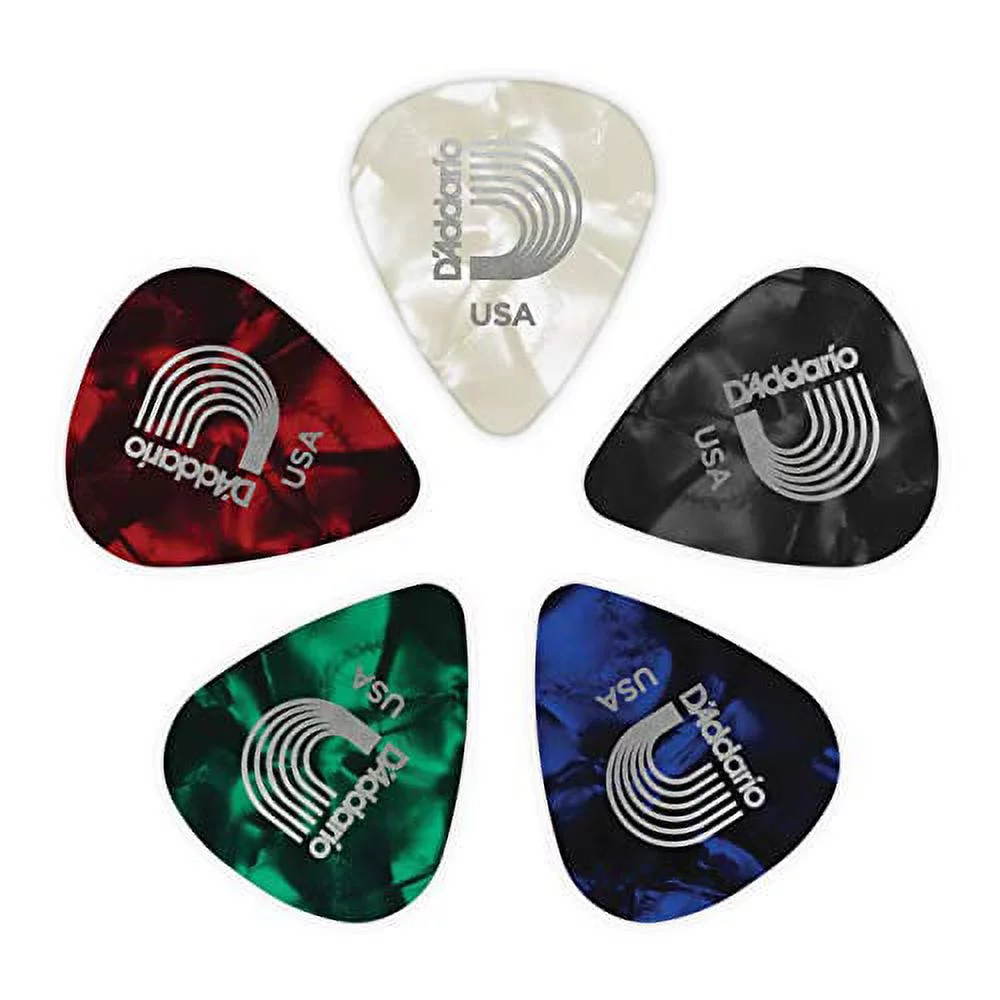 D'Addario Assorted Pearl Celluloid Guitar Picks, 25 pack, Heavy
