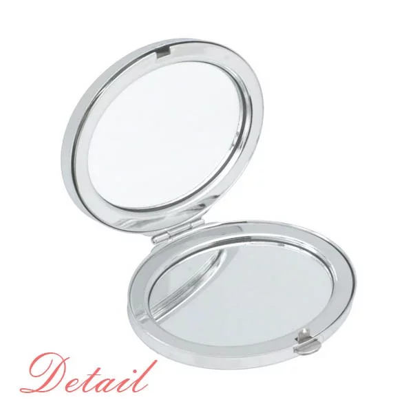 Origa Red Bird Pattern Oval Mirror Portable Fold Hand Makeup Double Side Glasses