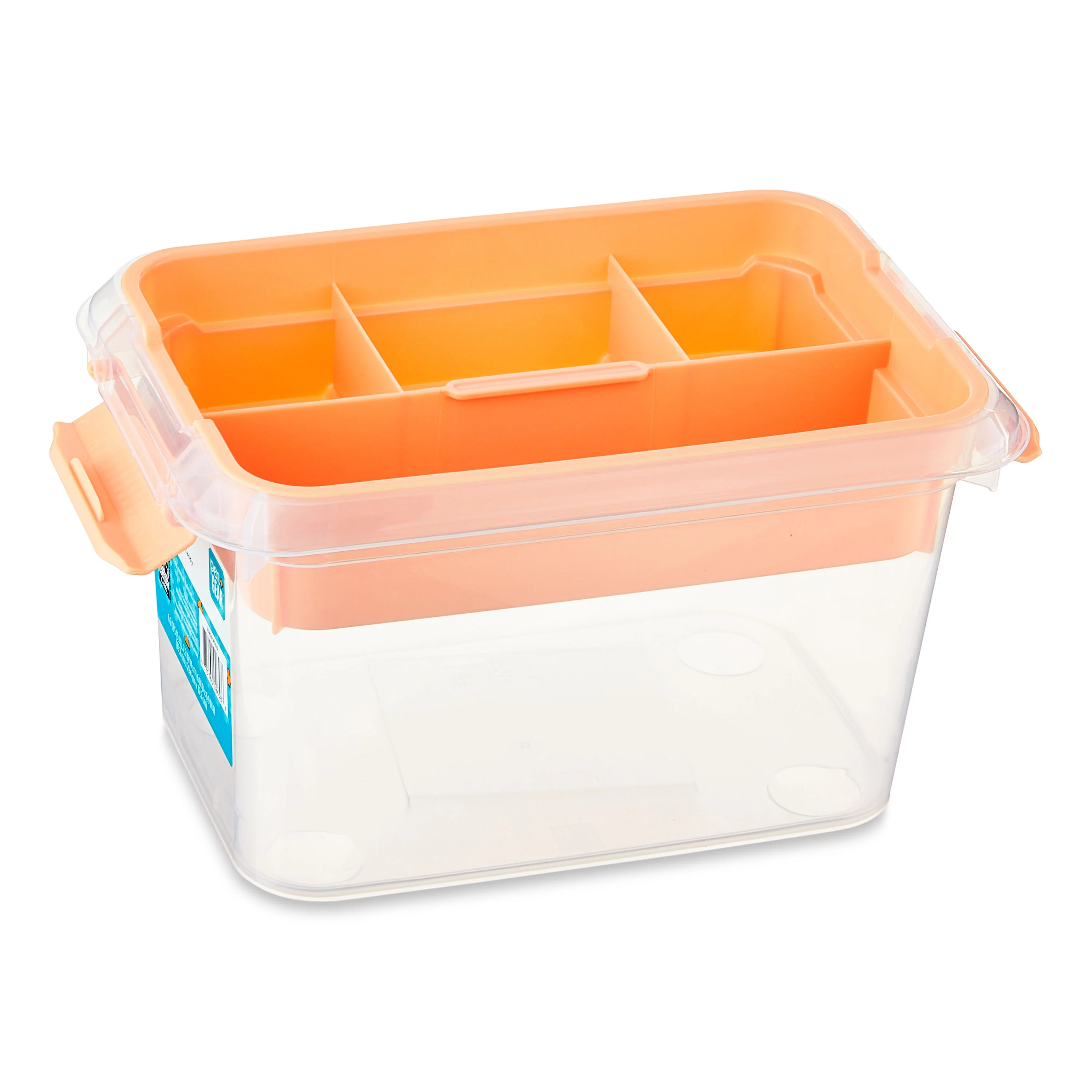 Pen + Gear 6.2-Quart Plastic Latch Storage Box File Organizer, Icy Peach