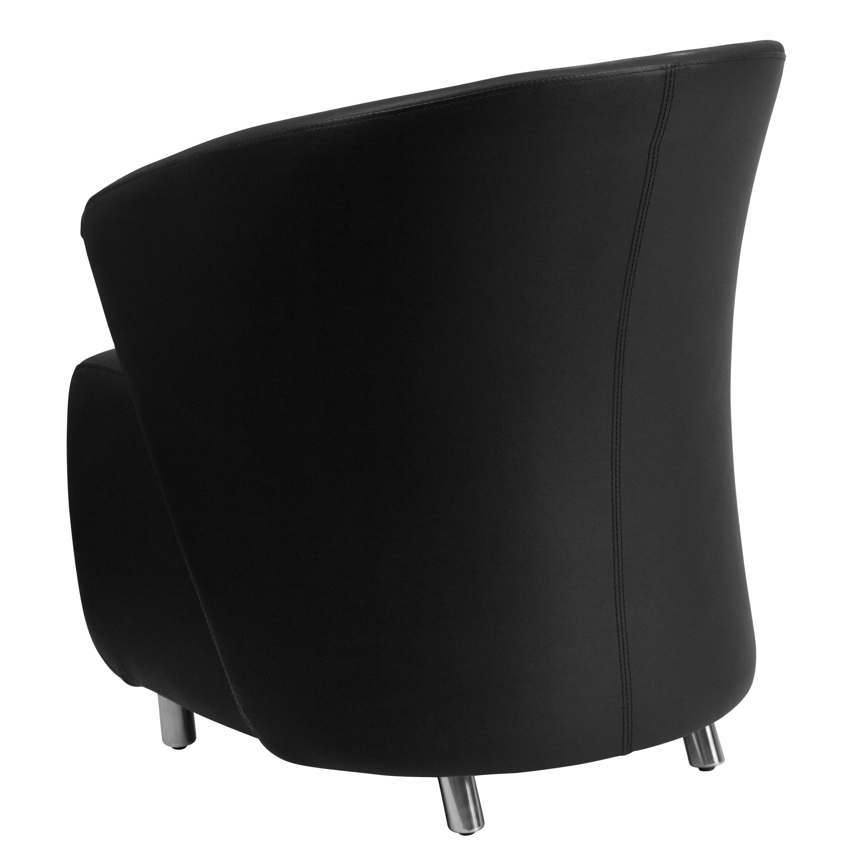 Emma + Oliver Black LeatherSoft Curved Barrel Lounge Chair