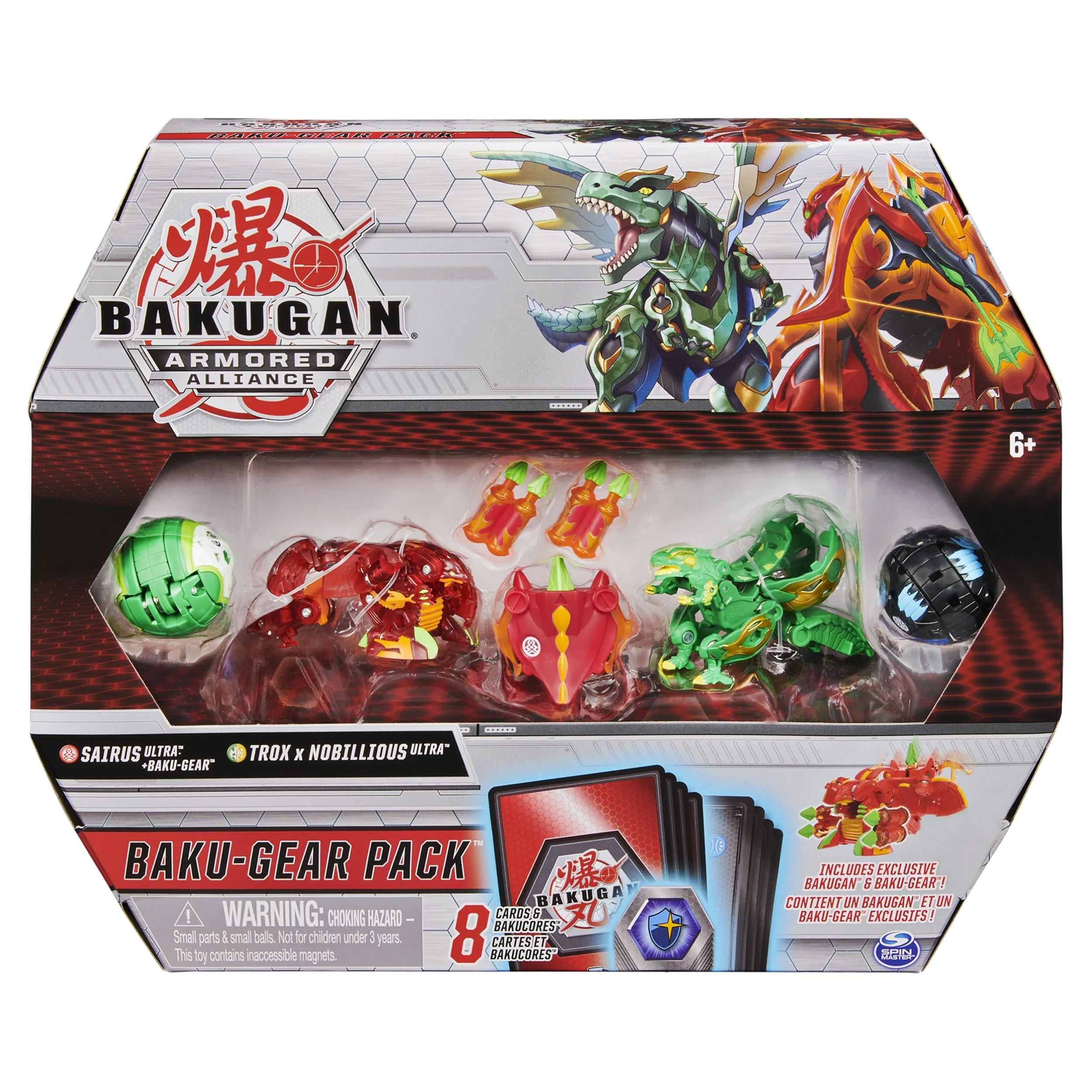 Bakugan Baku-Gear 4-Pack, Sairus Ultra with Baku-Gear and Fused Trox x Nobilious Ultra Collectible Action Figures