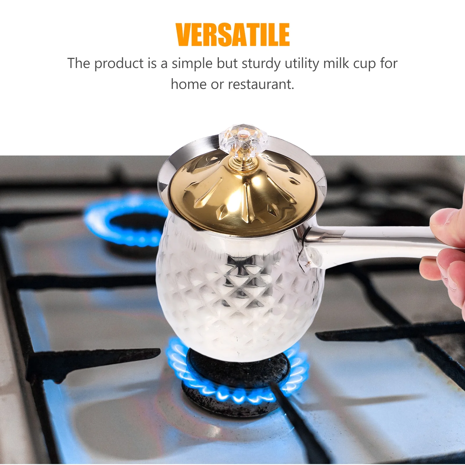 Qumonin Turkish Coffee Pot Warmer Stainless Steel 400ml with Spout