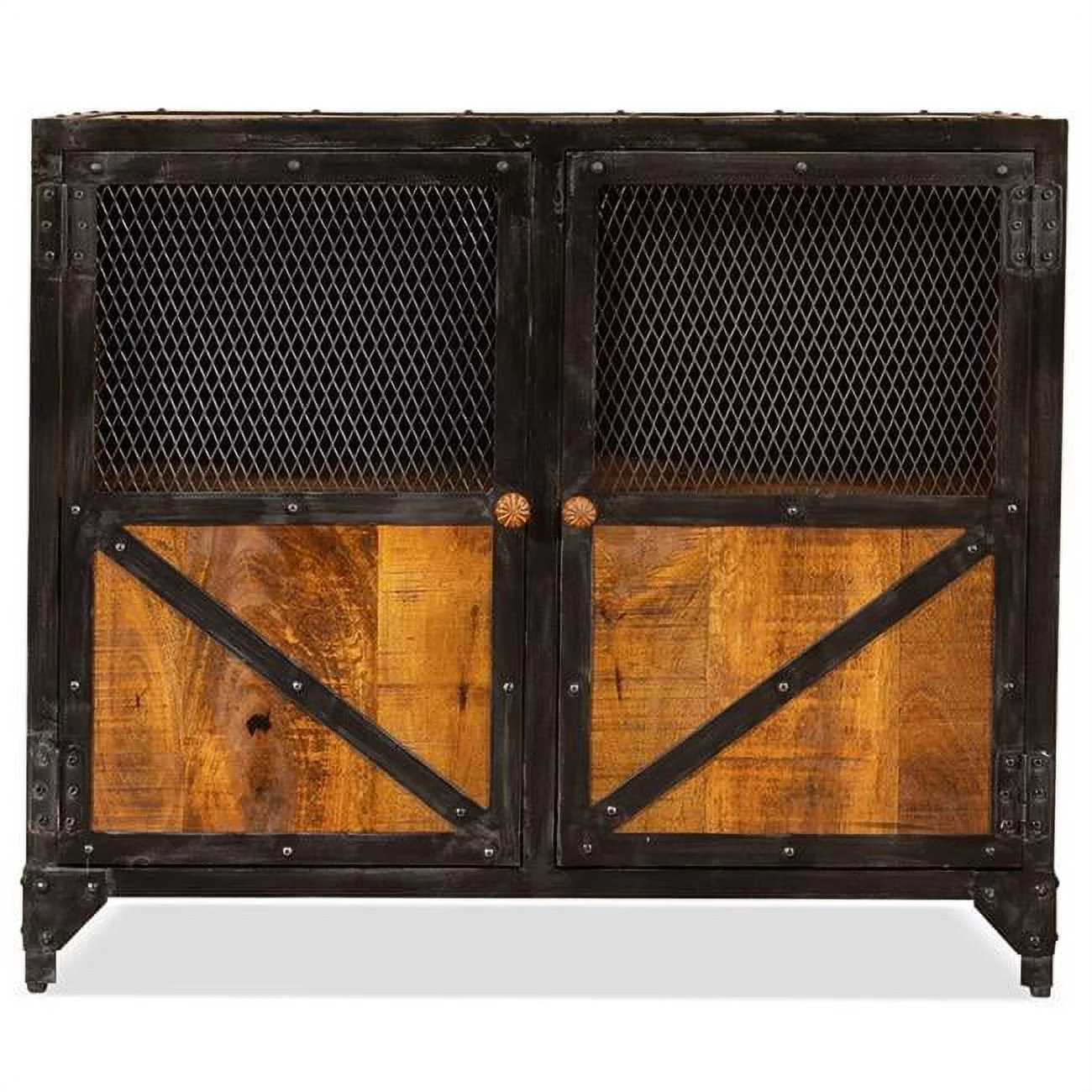 Everest Door Cabinet in Brown/Black Metal