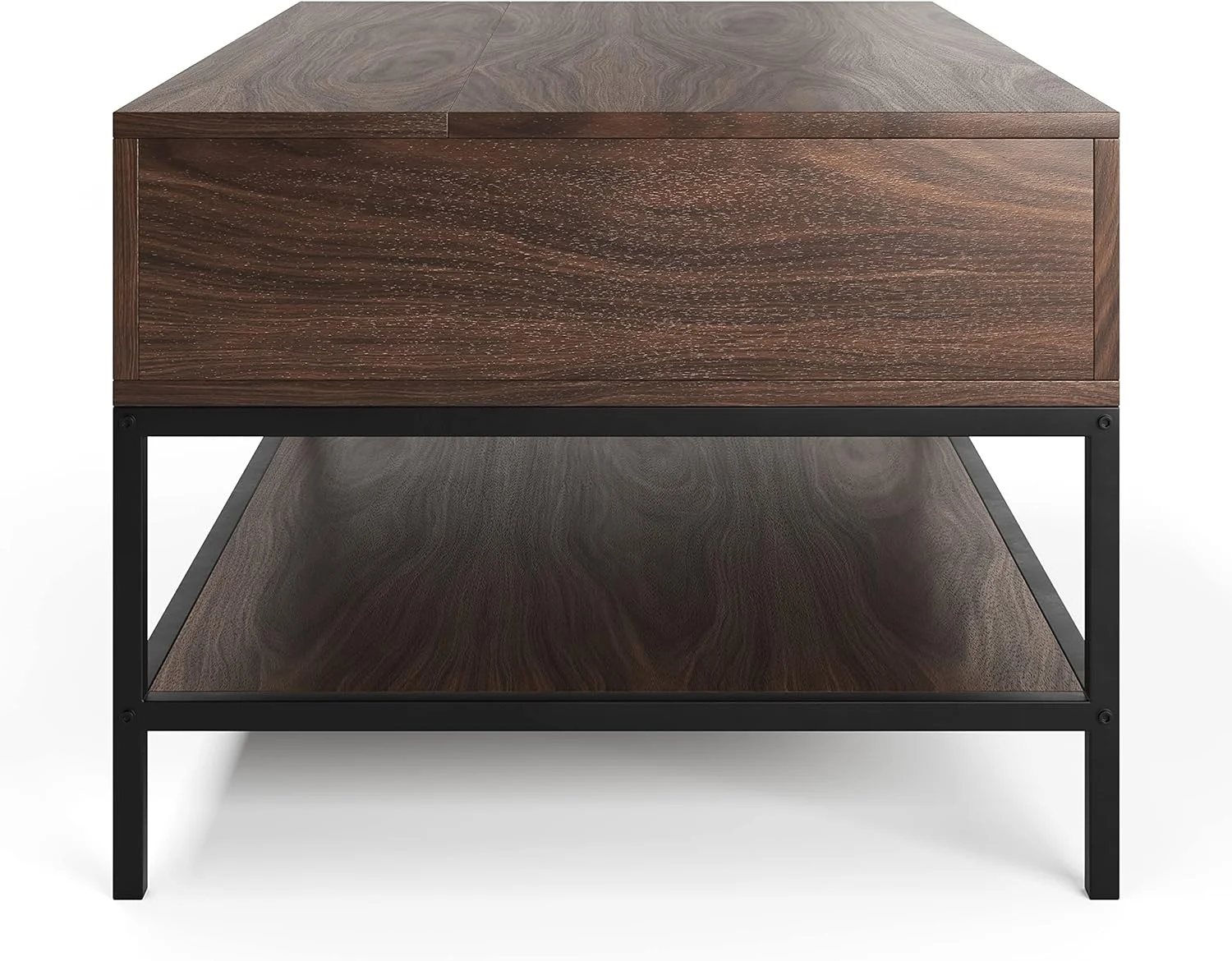 TJUNBOLIFE Flats & Castles Mackenzie 36" Modern Lift Top Coffee Table (Dark Walnut)