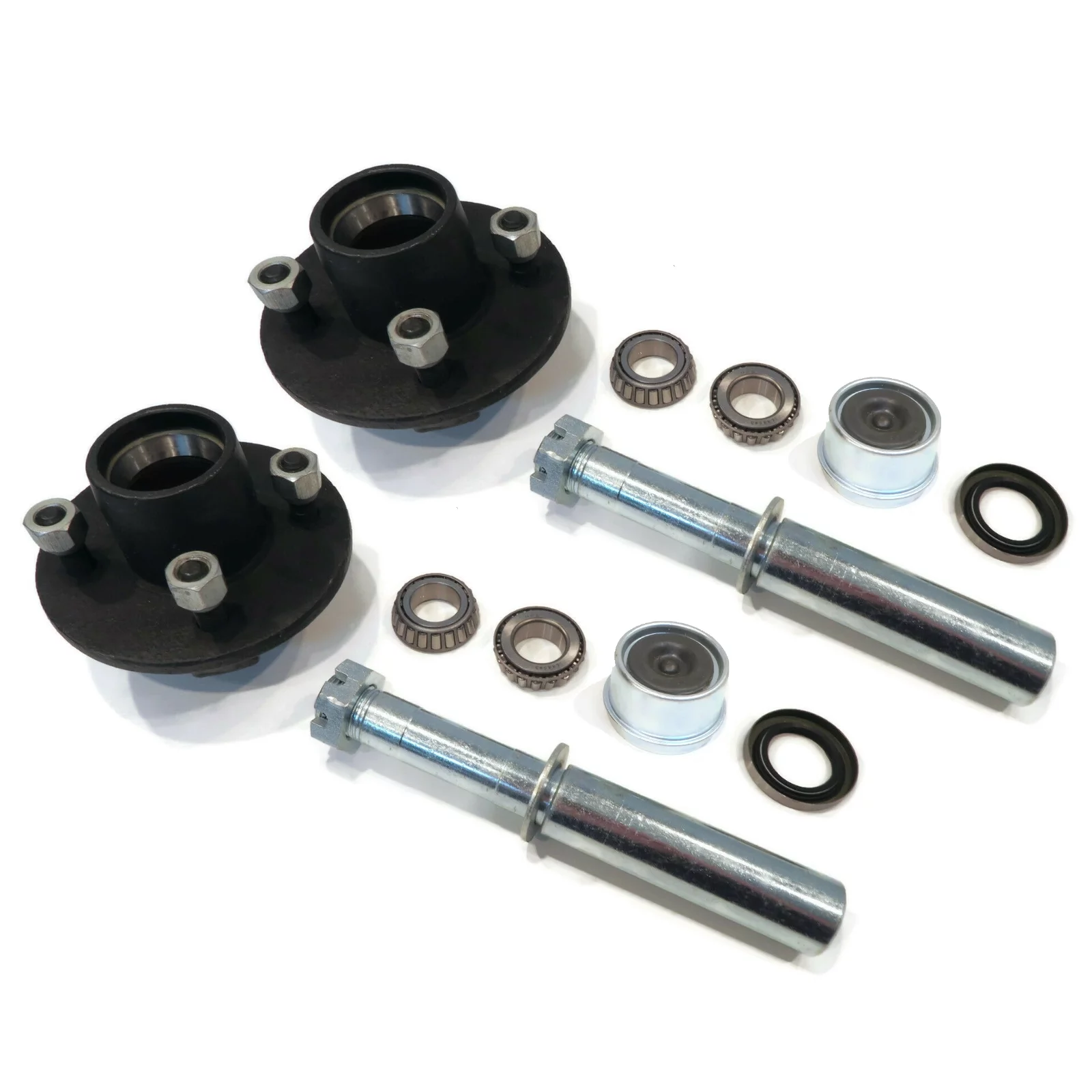 The ROP Shop | (2) Trailer Axle Kits for 2000 lb W/ Hub Spindle Grease Seal Dust Cap Bearings