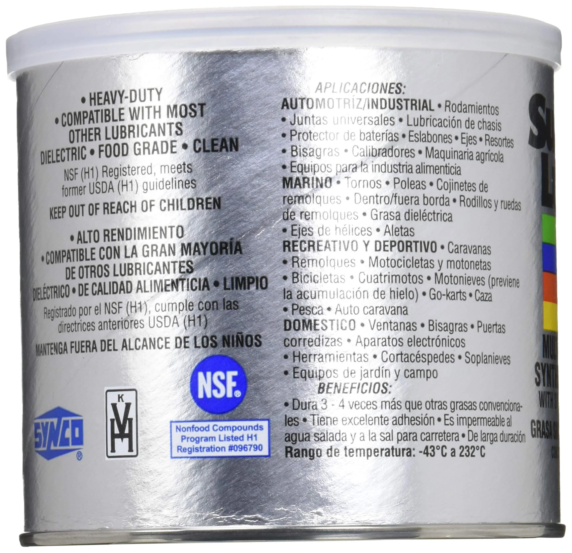 400 gram 14.1 oz. Canister Synthetic Grease with Syncolon (PTFE)