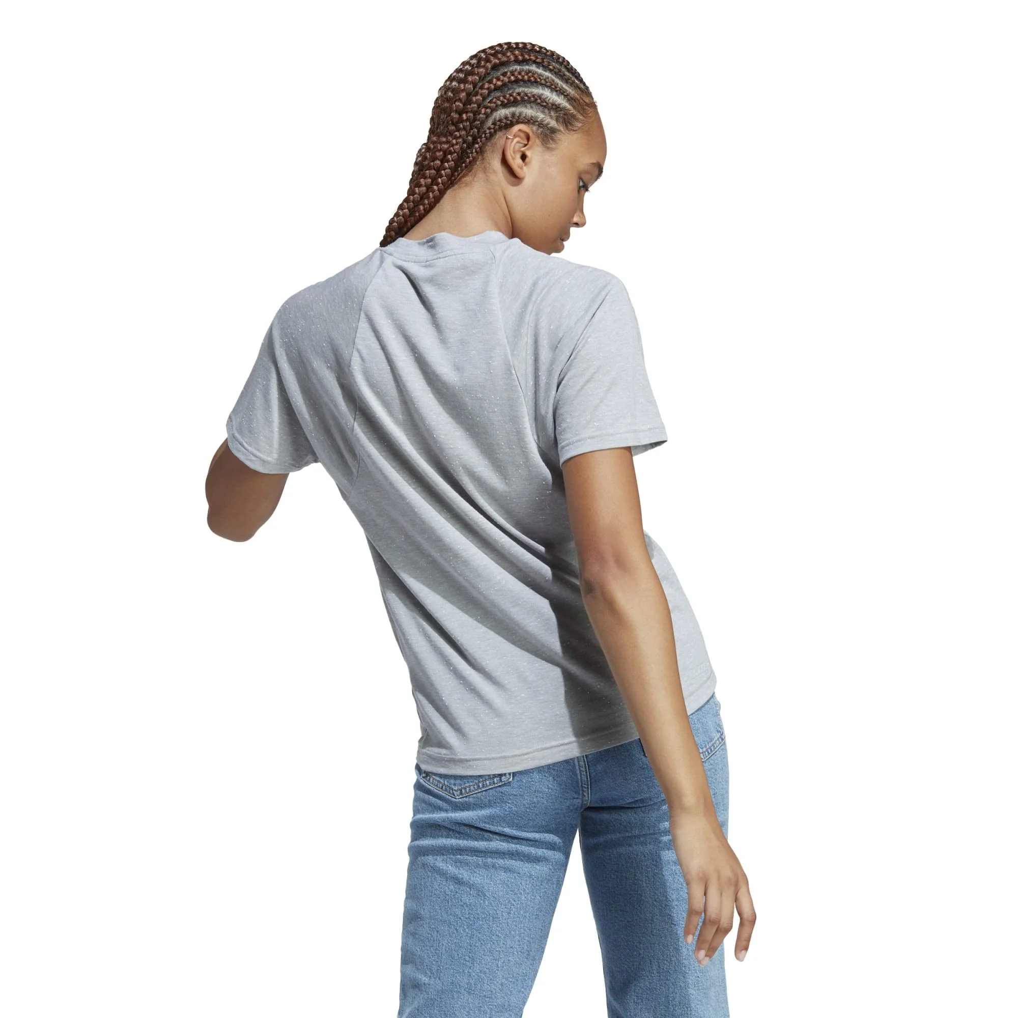 adidas Future Icons Winners 3.0 Tee (Womens, Medium Grey Heather/White, SM)